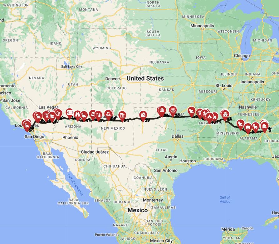 A Motorhome road trip from Atlanta to Los Angeles is the best route